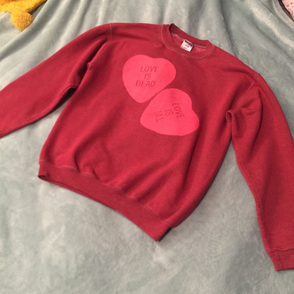 Red 'Love Is Dead' Graphic Sweatshirt - Women